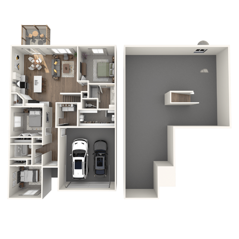 Floor plan for 3 beds, 2 baths, 1527 sqft